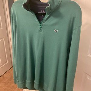 Green Vineyard Vines Pima 1/4 Zip Pullover Sweatshirt Men's Size L